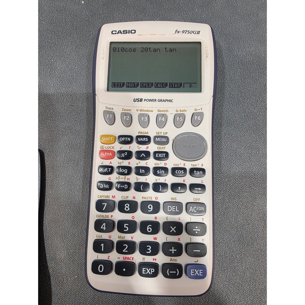 Casio fx-9750GII Graphing Calculator White and Blue USB Power Graphic